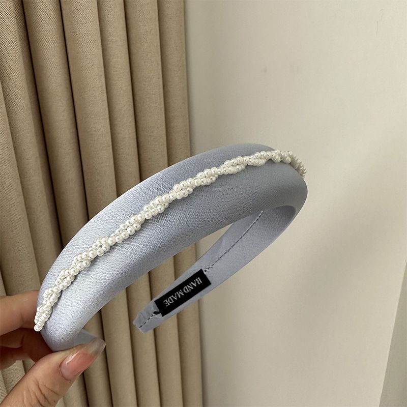 Estilo coreano em tecido de cetim de seda pérola barroca fragrância doce faixa de cabeça acessórios de cabelo da moda faixa de cabelo de esponja_voghion.com