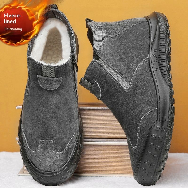 Winter snow boots men, featuring a combination of fur, bread, and plush added warmth. These cotton shoes are designed_voghion.com