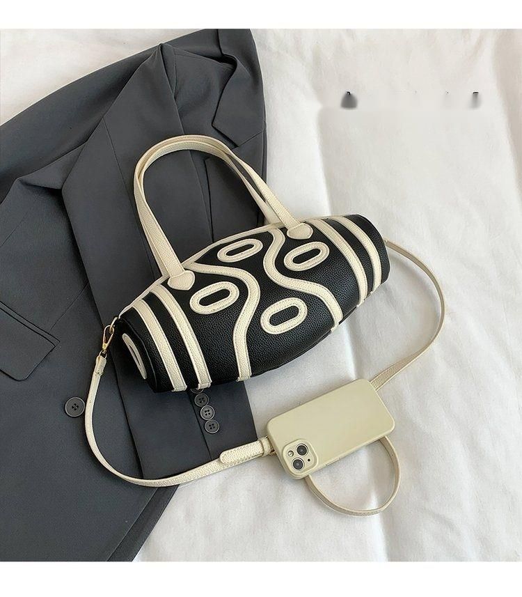Tianzhu Women, borsa a tracolla in stile etnico, da donna, a tracolla singola per uscire, blocco di colore bianco e nero_voghion.com
