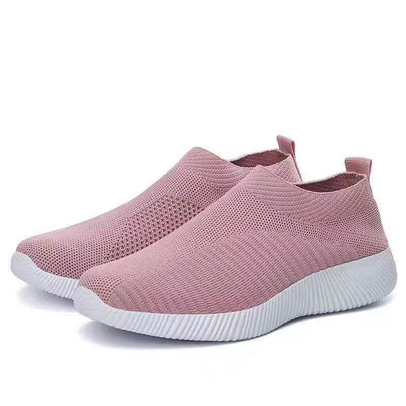 Plus Size Flyknit Dames 2024 Nieuwe Ademende Casual Elastische Sokken Lage Comfortabele Moederschoenen_voghion.com