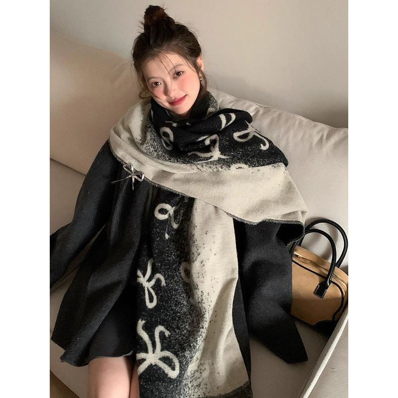 Papillon spesso in versione coreana lavorato a maglia per donna in autunno inverno 2024, sensazione di alta qualità, protezione calda per il collo, sciarpa e_voghion.com