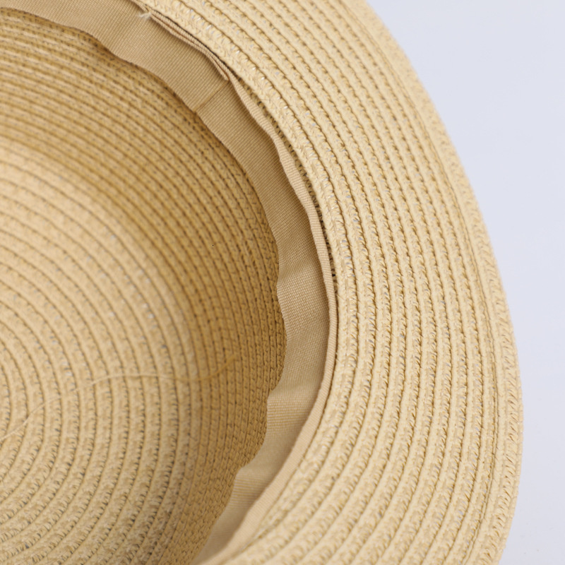 Cappello da spiaggia estivo semplice per genitori e figli, modello 2022, casual, da donna, Panama, con tesa piatta e fiocco, in paglia_voghion.com