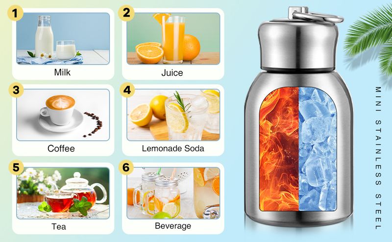 Mifoci Mini Thermos - 300ml Vacuum|Slim Insulated|Hot/Cold 12H_voghion.com