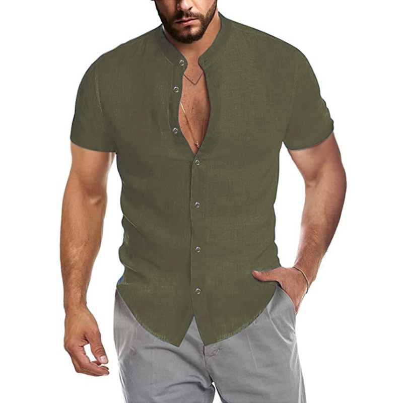 Camicia in lino da uomo, traspirante, comoda, tinta unita, manica lunga, ampia, casual, hawaiana, camicetta, camicetta maschile 2025_voghion.com