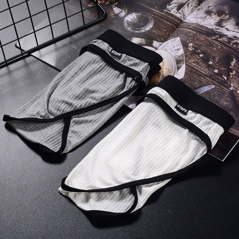 GTOPX Classic Threaded Comfortable Breathable Men's Briefs Large Pouch U-Convex Solid Color Underwear_voghion.com