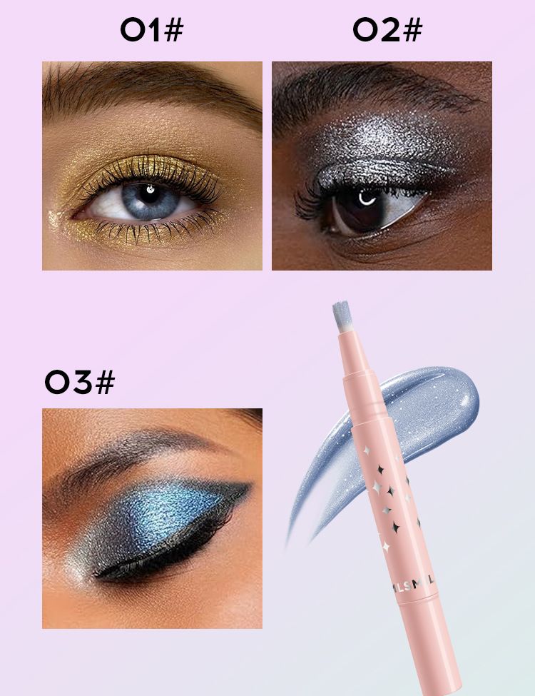 MLSMILE 8 kolorów perłowego cienia do powiek w płynie Soft Brush Diamond High Gloss Liquid Eyeshadow Rotating Lip Gloss_voghion.com