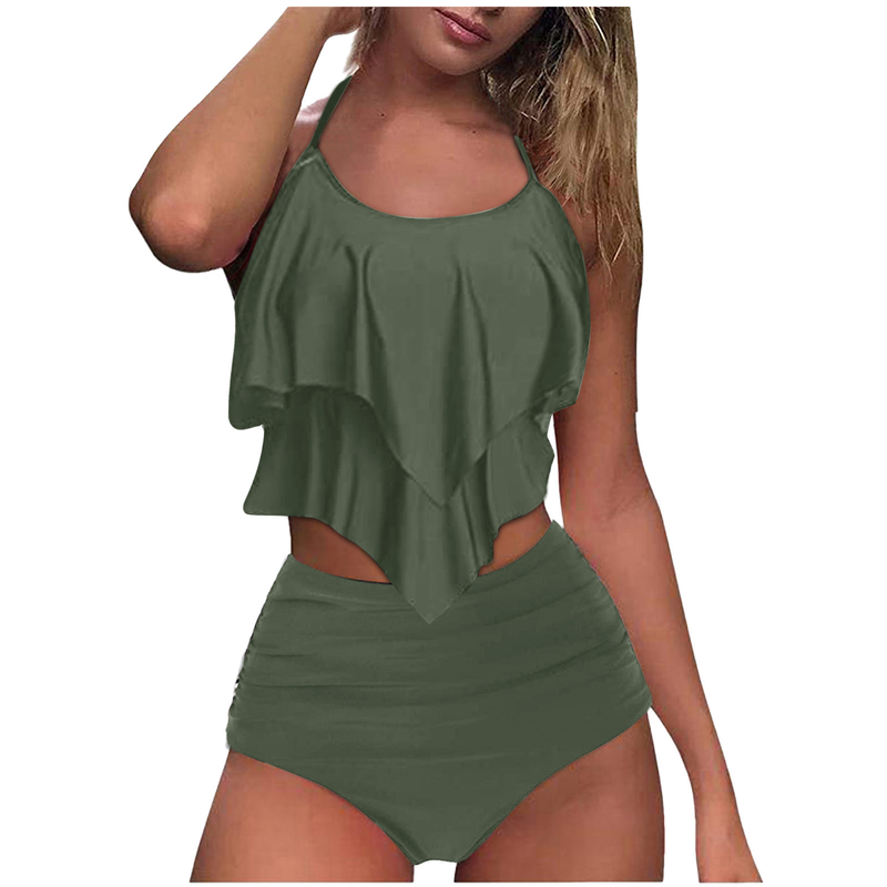 2022 nouveaux maillots de bain femmes taille haute à volants fendu maillot de bain bikini femme_voghion.com