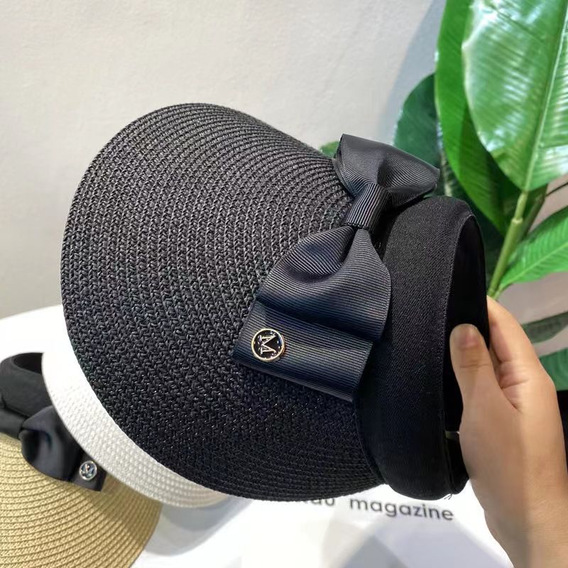 Gorra de playa con protección UV versátil para mujer, sombrero de sol sin tapa estilo coreano._voghion.com
