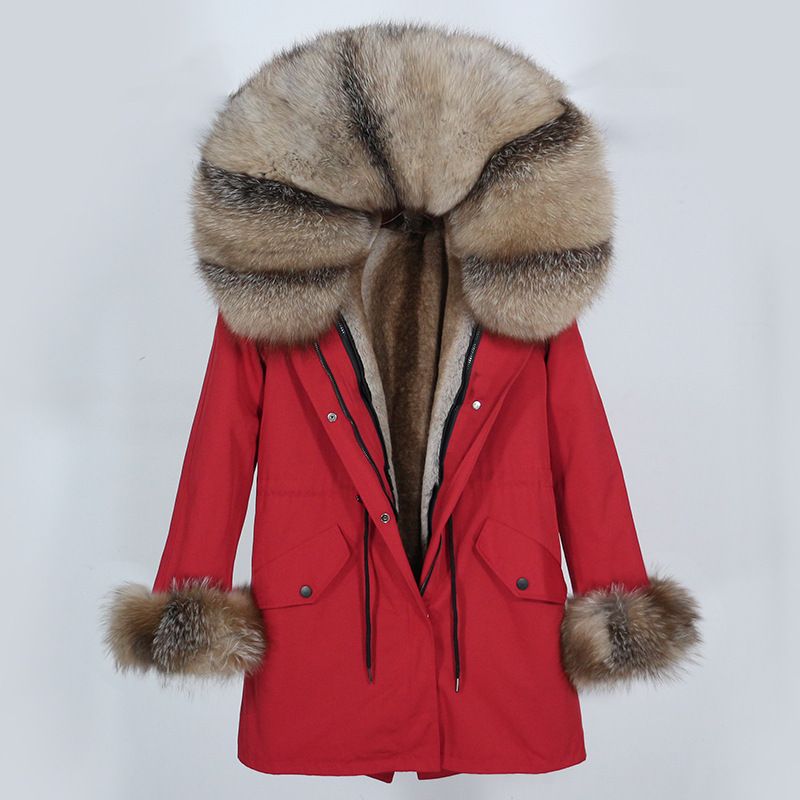 Naisterõivad Parker Fur Winter eemaldatava voodriga keskmise ja pika rebase karusnahast mantel_voghion.com