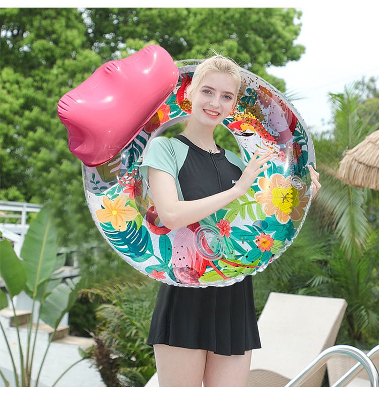 Glitter Flamingo Pool Float For Adults - Oversized Inflatable Lounger With Backrest & Cup Holder (Thickened PVC Supports 300lbs)_voghion.com
