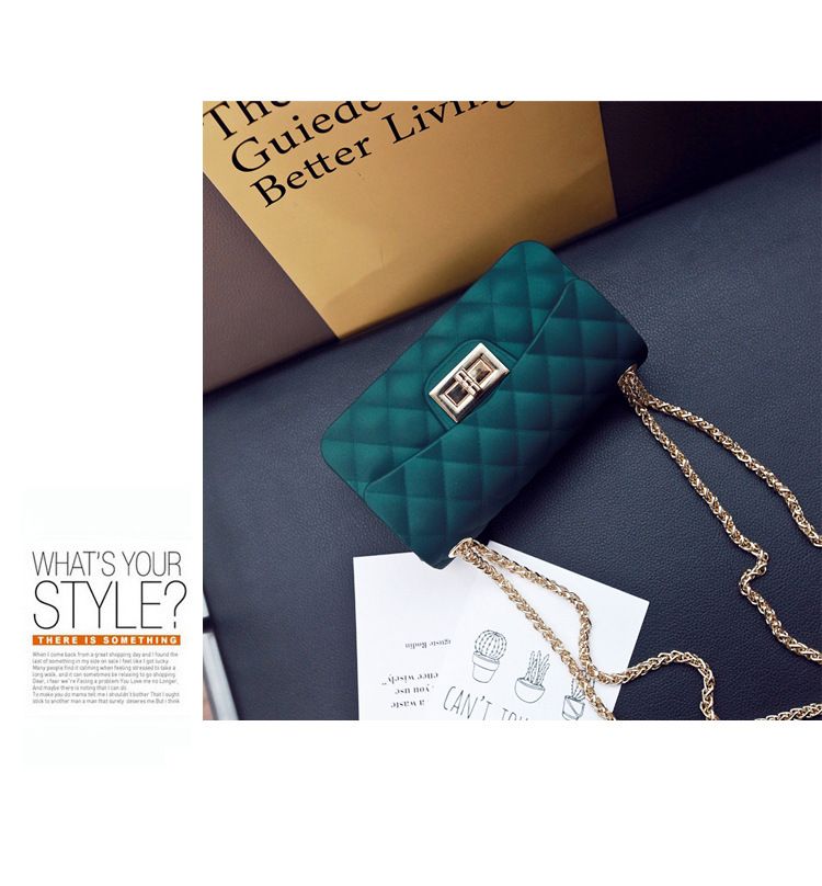 Borsa a tracolla da donna Borsa in gelatina smerigliata Borsa a tracolla Mini borsa a quadri con diamanti Stile borsa a tracolla_voghion.com