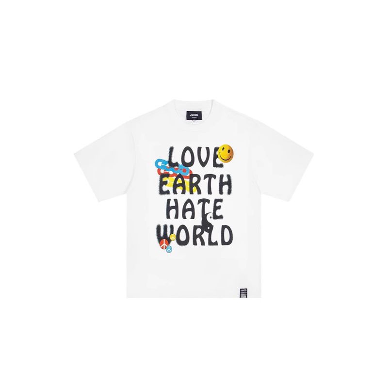 Li Mingde Old White Same GOODBRAND25ss New Smiley Face Letter Print T-shirt a maniche corte stile casual_voghion.com
