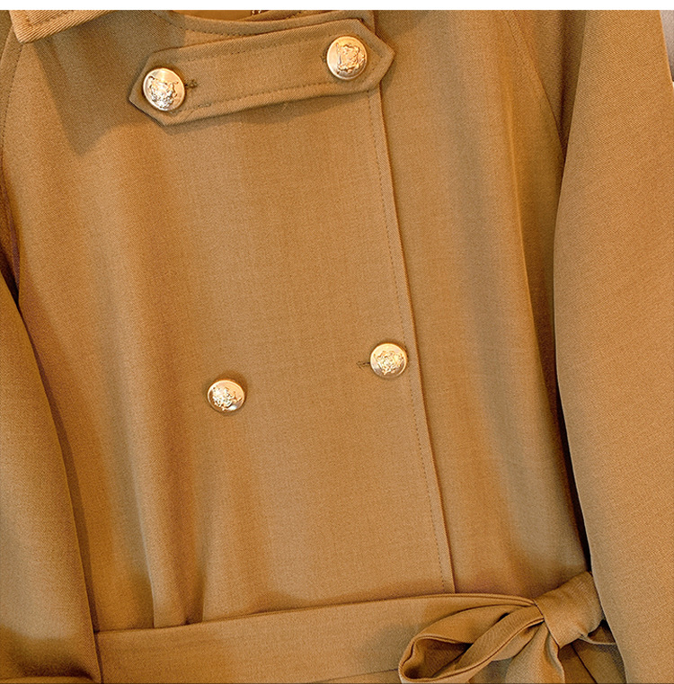 Women's plus-size trench mid-length double-breasted coat_voghion.com