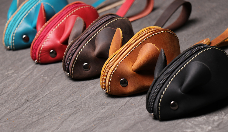 New Animal Cowhide Children's Cute Zero Wallet Made of Genuine Leather Mouse Cartoon Key Bag Multi functional Handheld Storage Bag with Advanced Sense_voghion.com