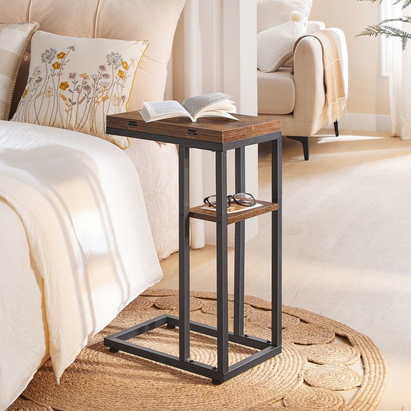 HOOBRO C Shaped Side Table Foldable Coffee Table Bedside Table 39 X 26 X 64 Cm_voghion.com
