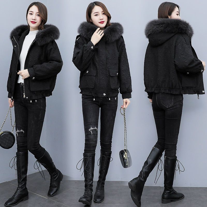 Thickened New Winter Outfit, With A Slimming Western-Style Temperament And Short Plush Workwear Printed Cotton_voghion.com