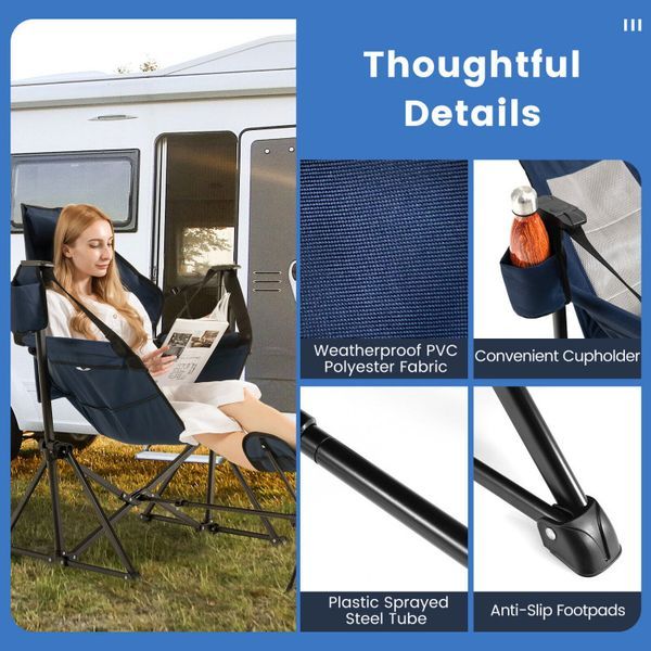 Hammock Camping Chair With Retractable Footrest And Carrying Bag_voghion.com