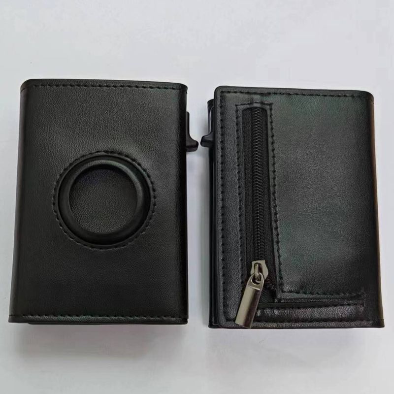 RFID Anti-Theft Metal Wallet With Zipper Coin Pocket Pop Up Automatic Card Holder ID Window Money Clip_voghion.com