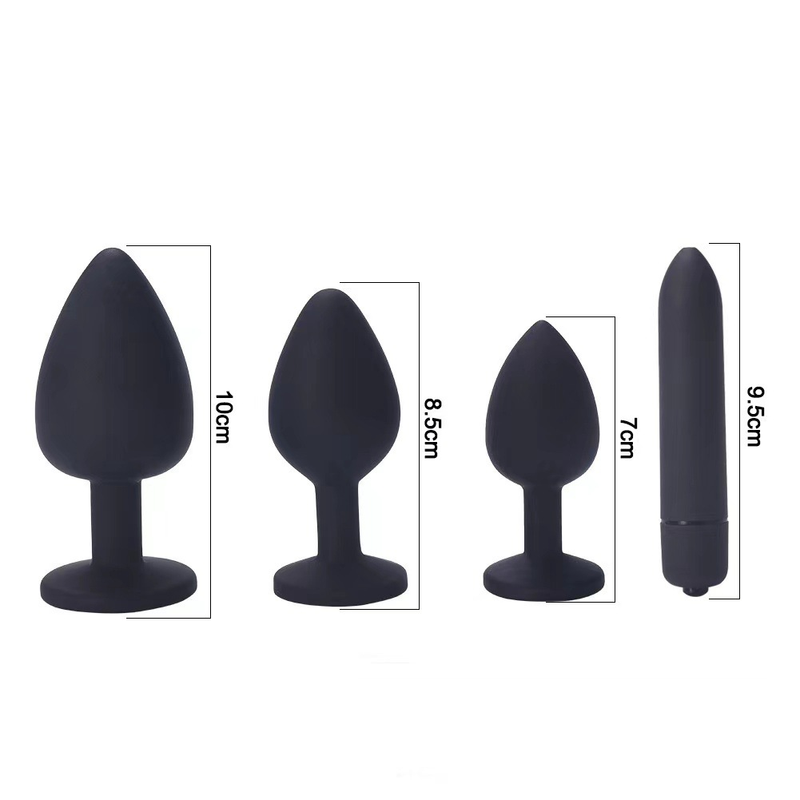 Silicone heart-shaped anal plug, round anal plug, large, medium and small size silicone anal plug, vibrating bullet anal plug set_voghion.com