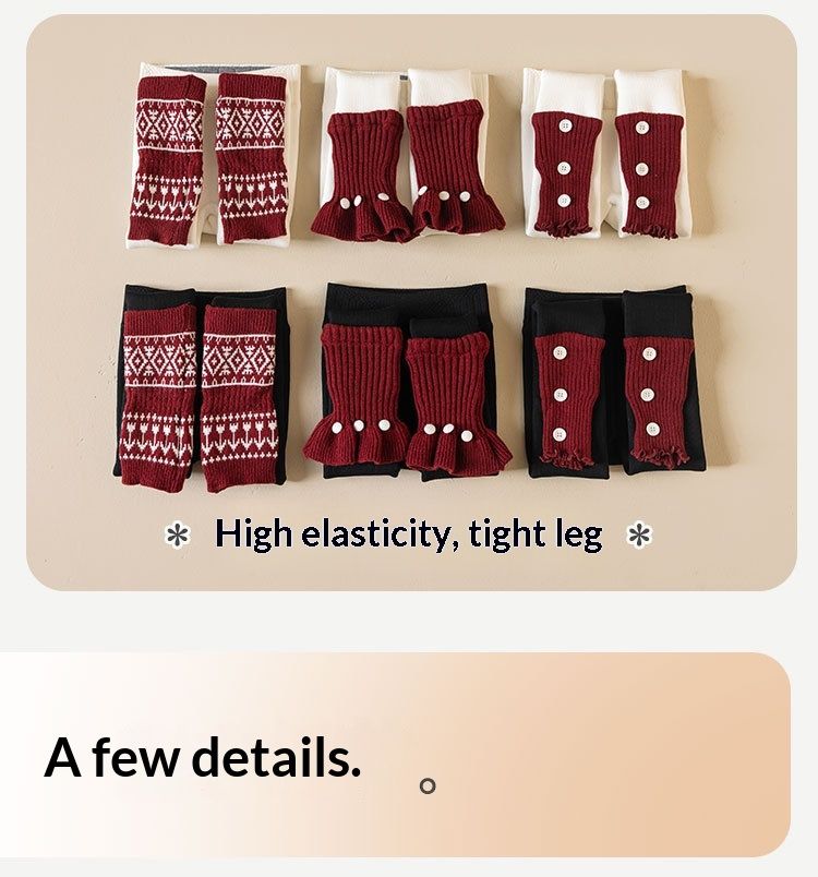 Voyage Fleece-Lined Thickened Leggings Autumn Winter Children's Patchwork Socks Dance Tights Baby Girls' Warm Pants_voghion.com