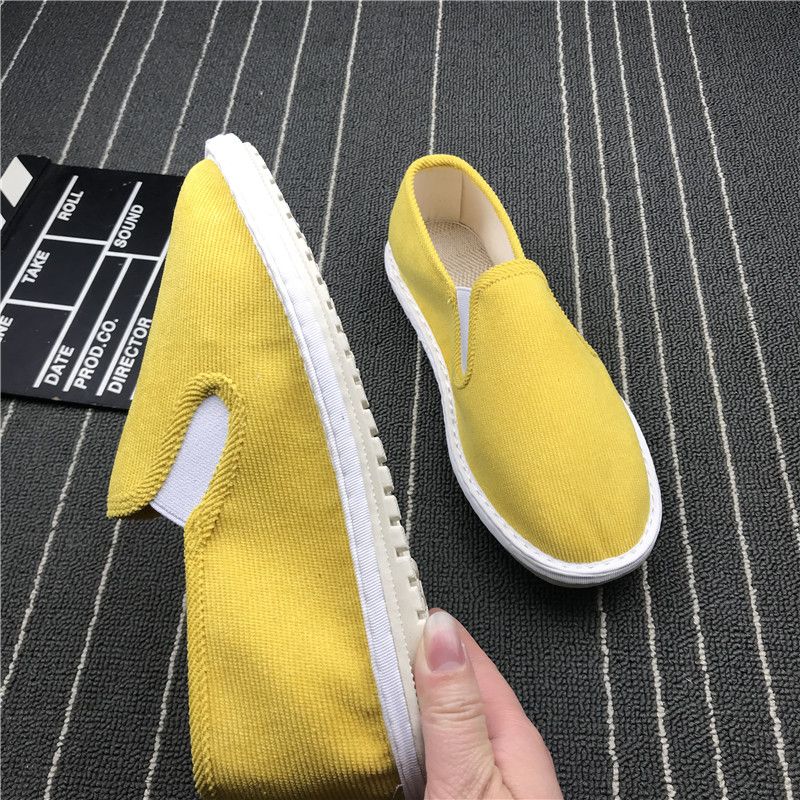Ademende gele stoffen schoenen, casual instappers voor koppels_voghion.com