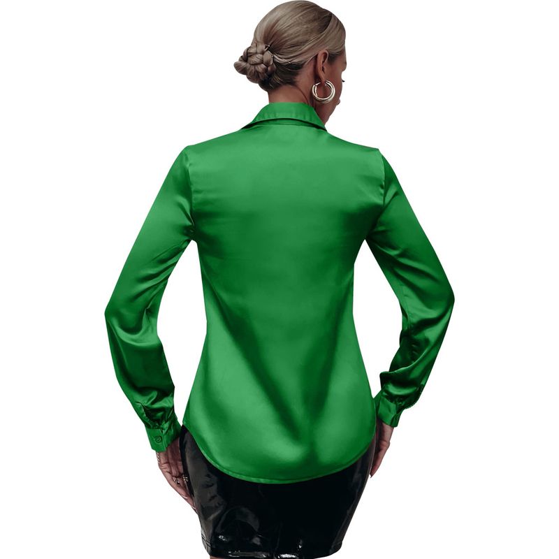 Camicia da donna in raso pieghettato a maniche lunghe, casual, ampio, da lavoro, colore, da ufficio_voghion.com
