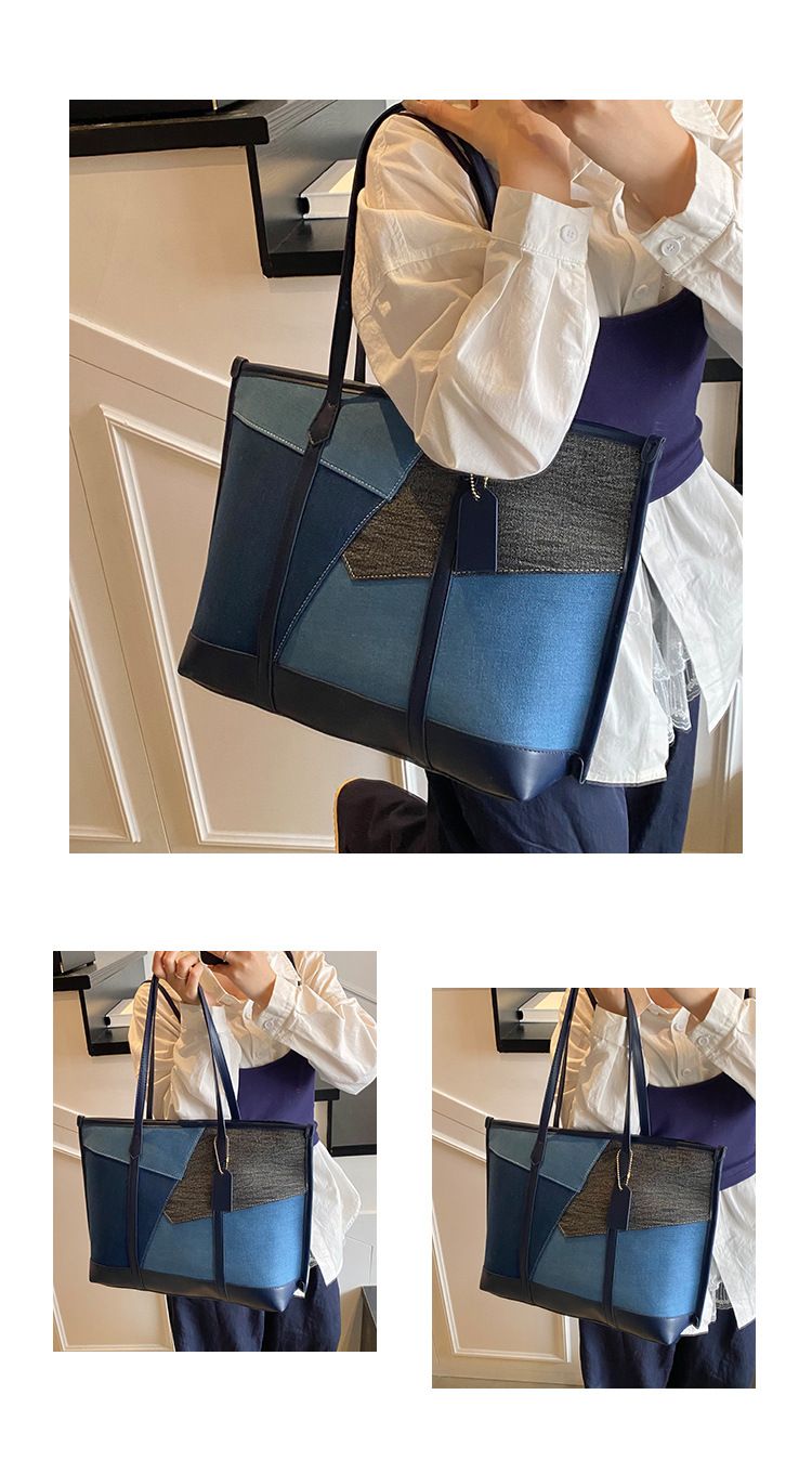 Women's Tote Bags Casual Large-capacity Handbag, Women's Fashionable Color-blocked Single-shoulder Bag, Commuting Tote Bag For Work_voghion.com