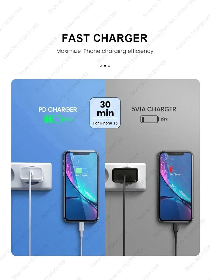 PD 35W Schnellladegerät Fir iPhone 15 11 12 13 14 Pro Max USB C Ladegerät X XR XS Max Schnellladegerät USB Typ-C Kabel Telefon Accessoiren_voghion.com