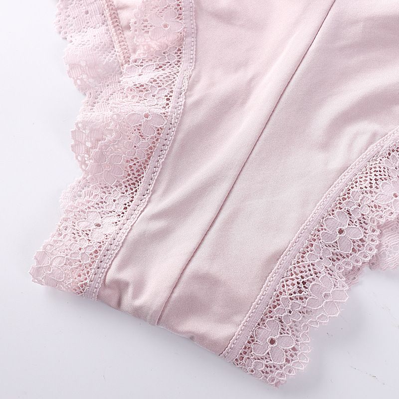 Slip morbidi in tessuto di seta ghiaccio a vita media intimo da donna Pizzo sexy di grandi dimensioni_voghion.com