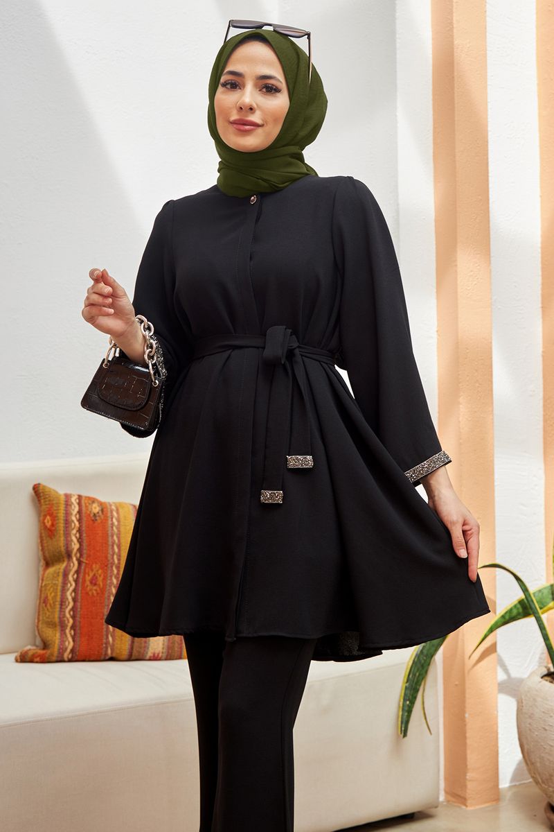 Damenbekleidung Muslimische Damenmode Hot Diamond Loose Top Schlaghose 2-teiliger Anzug_voghion.com
