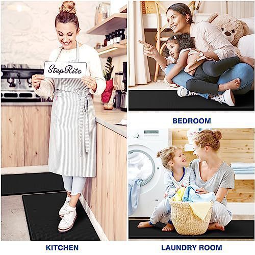 Anti-Fatigue Kitchen Mat - Non-Slip Floor Cushion For Standing (Memory Foam Waterproof Easy Clean 24"X36" Grey/Black)_voghion.com