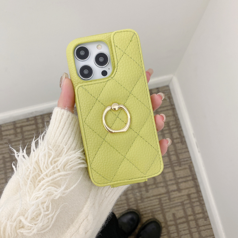 Mobile phone case Suitable for iPhone15 mobile phone case Apple 14pro max rhombus card ring buckle bracket mobile phone case 13 women_voghion.com