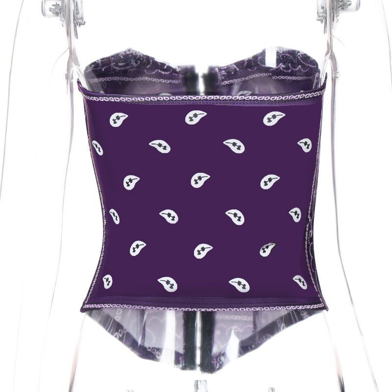 Top tubo con estampado de espiga y botones para mujer, primavera 2025_voghion.com