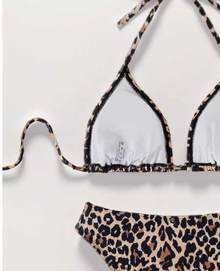 2026 New Cross-Border European And American Lace-Up Leopard Print Sexy Bikini Two-Piece Swimsuit For Women_voghion.com