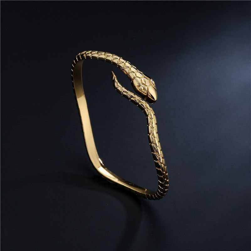 Bracciale aperto in rame placcato oro, stile bohémien, a forma di serpente intrecciato, geometrico, regalo per donna_voghion.com