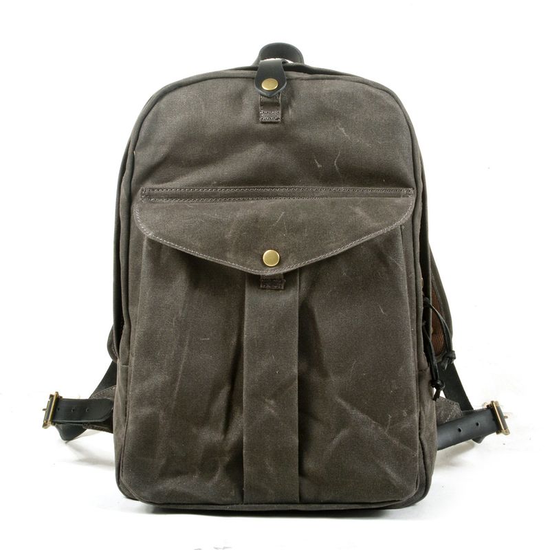 Zaino da viaggio LazyZoom Outdoor di grande capacità, resistente all'acqua, in tela cerata e olio, con giunzioni in vera pelle._voghion.com
