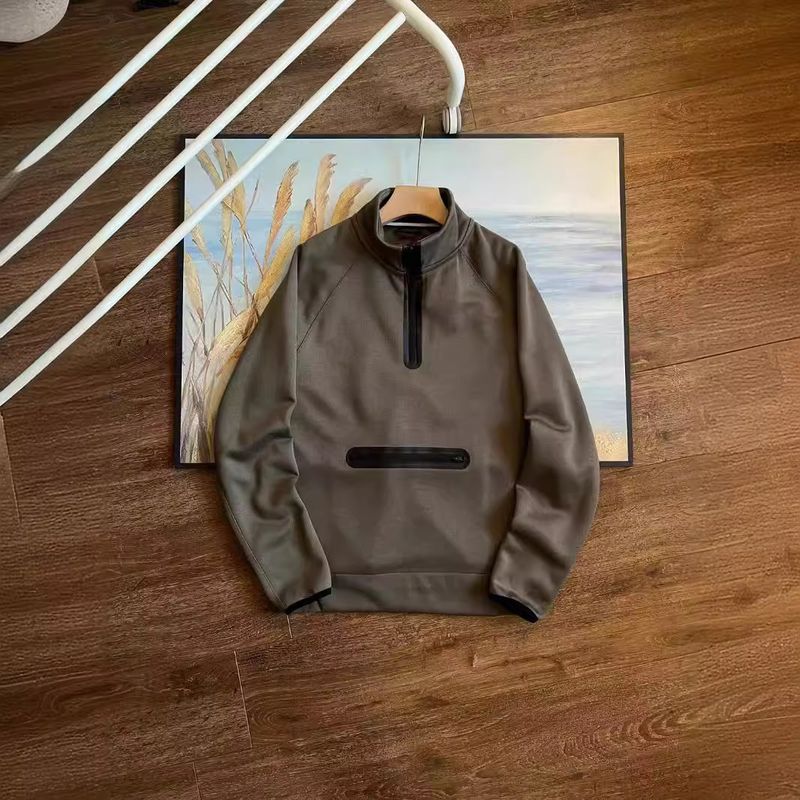 Felpa unisex con collo alto e maniche raglan, vestibilità ampia, cerniera mezza zip, giacca alla moda con cerniera nastrata FB7998_voghion.com