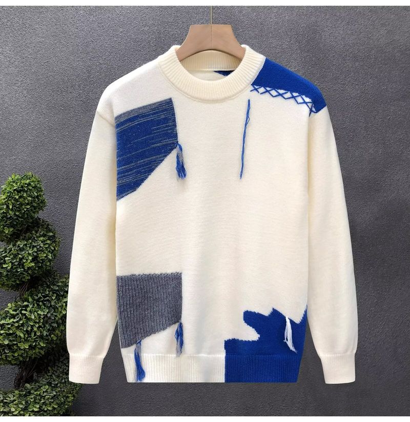 Men's Clothing Men's Round Neck Contrast Color Sweater Autumn New Men's Clothing Youth Trendy Casual Sweater Loose_voghion.com