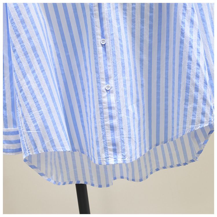 Lässiges Langarm-Streifenhemd für Damen – Locker sitzende Baumwollbluse für Frühling und Sommer – Elegantes Büro und Alltagskleidung_voghion.com