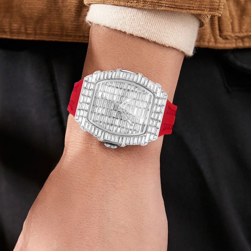 MISSFOX Watch, Popular Wine Barrel Type T Square Diamond In Europe And America, Personalized Fashion Hip-hop Silicone Strap Watch_voghion.com