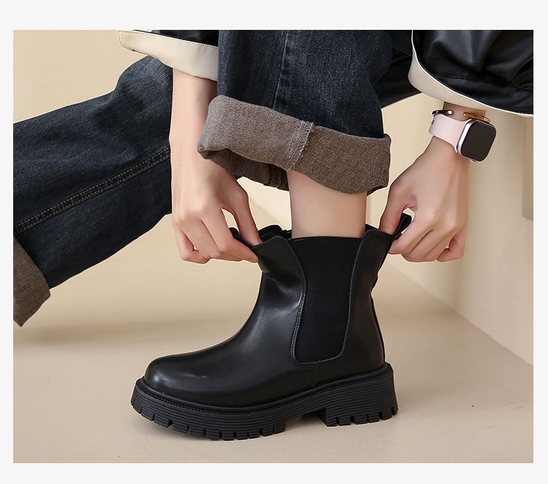 Thick Soled Martin For Women's Autumn 2024 New Hiking Boots Elevated Casual Boots Trend_voghion.com