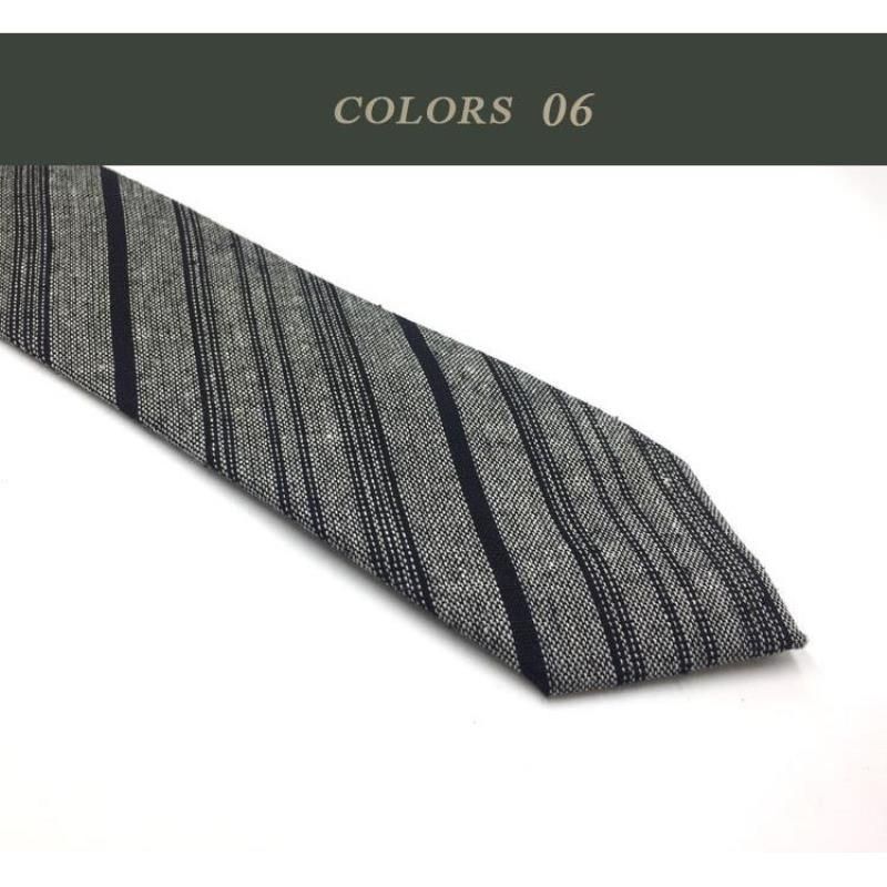 Cravatta in lino marrone, cotone, giallo, rosso scuro, nero opaco, retrò, casual, stile britannico giapponese, 7 cm_voghion.com