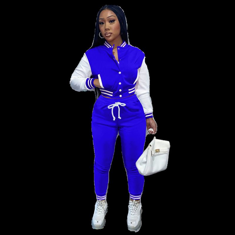 Women's patchwork jacket single-breasted baseball suit_voghion.com