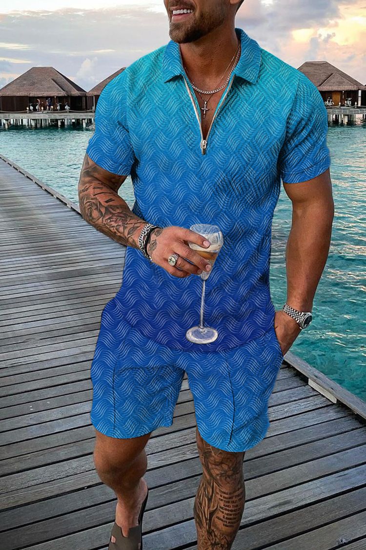 Polo da uomo 3D con stampa a catena | Completo a maniche corte slim fit_voghion.com