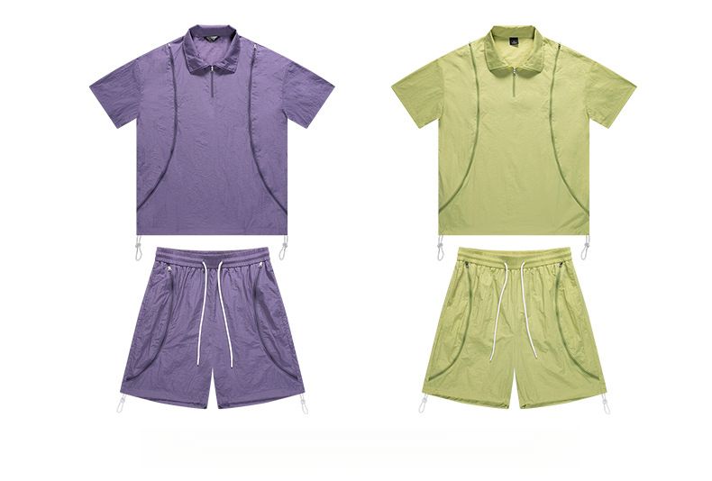 Costume de sport décontracté de style américain pour hommes, ensemble ample d'été pour couple, vêtements de travail tendance de marque, manches courtes, short deux pièces_voghion.com