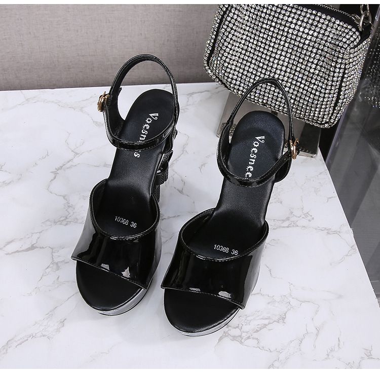 Sandales compensées en cristal pour femmes – Chaussures de mariage élégantes à brides en strass et talon unique (EU34-43)_voghion.com