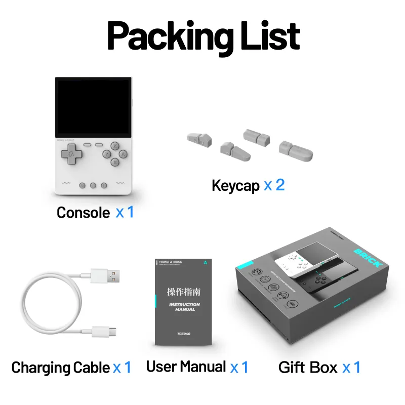 AMPOWN Trimui BRICK Portable Retro Video Games Consoles 3.2'' IPS Screen Handheld Game Players Emulator Linux System_voghion.com