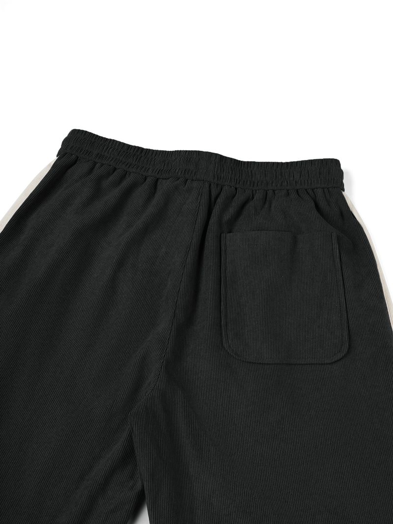 Cordhose mit Streifen für Herren – Lockere, gerade Passform, High Street Style (Schwarz, Cremeweiß, Dunkelgrau, S-XXL)_voghion.com