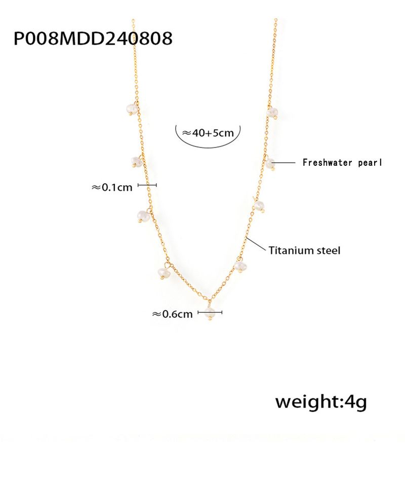 Retro Style Freshwater Pearl Tassel Pendant Necklace For Women, Unique Design, Elegant And Simple, Titanium Steel Clavicle._voghion.com