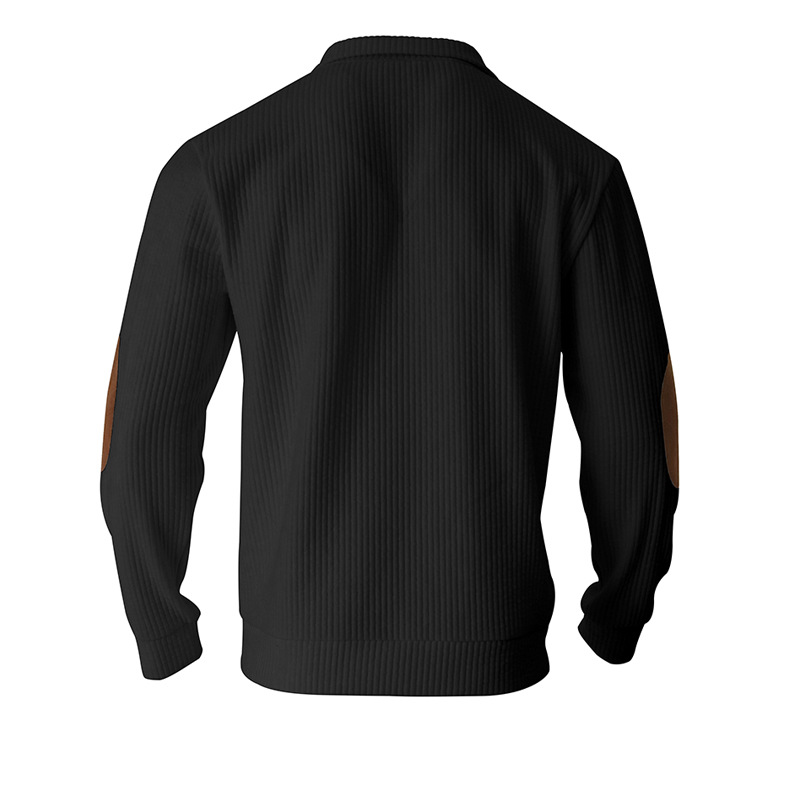 Polo décontracté à rayures verticales et col montant pour homme, nouveau style printemps-automne 2024_voghion.com